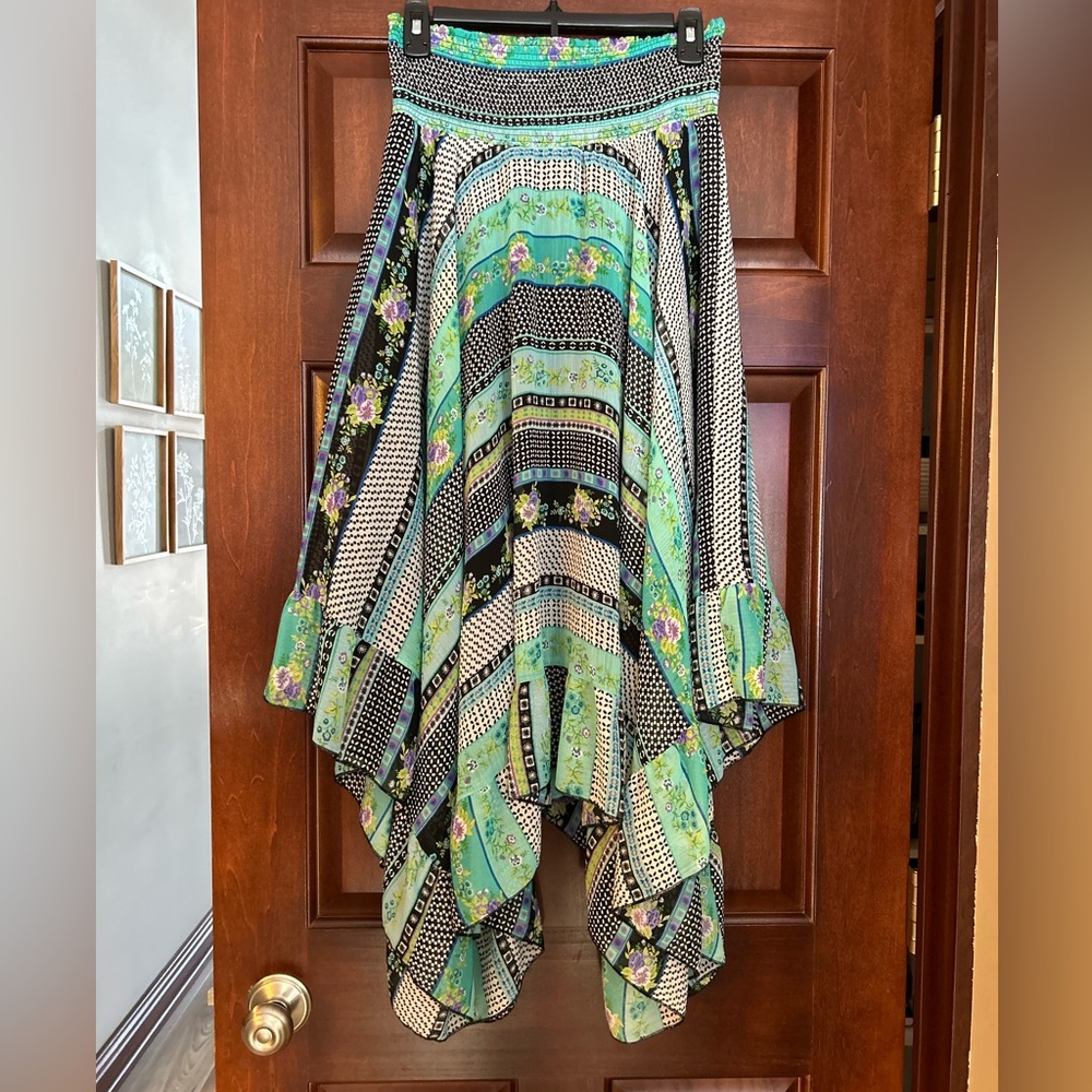 Lapis Boho Patchwork Skirt Elastic Waist Women’s Medium-Fabulous design/colors